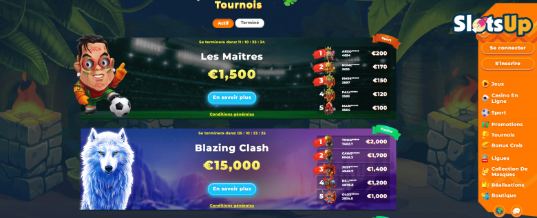 Tournois de casino en ligne wazamba