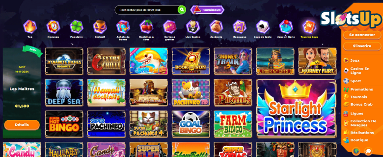 Jeux et machines à sous du casino en ligne wazamba