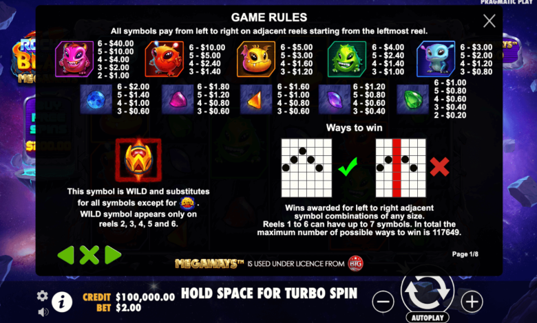 Fonctionnement de la Rocket Blast Megaways machine à sous