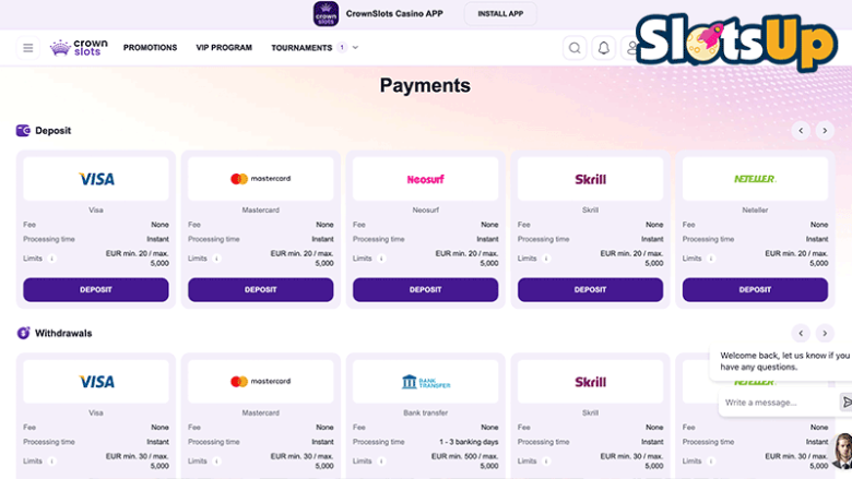 paiements crownslots