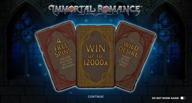 Immortal Romance Main Screen