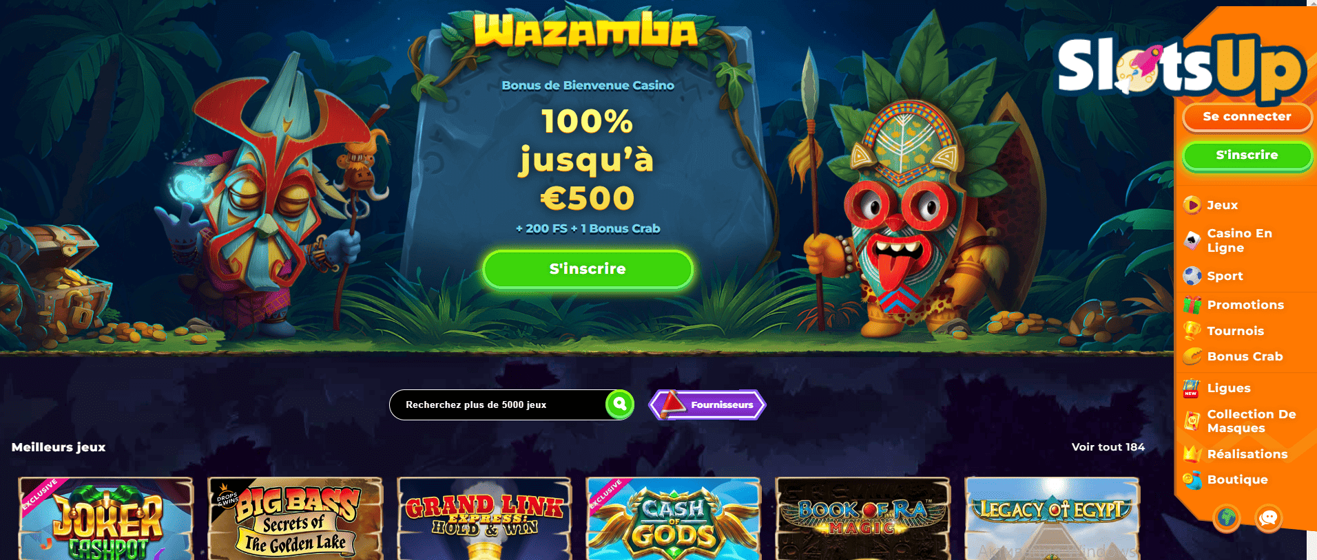 Wazamba casino inscription étape 1