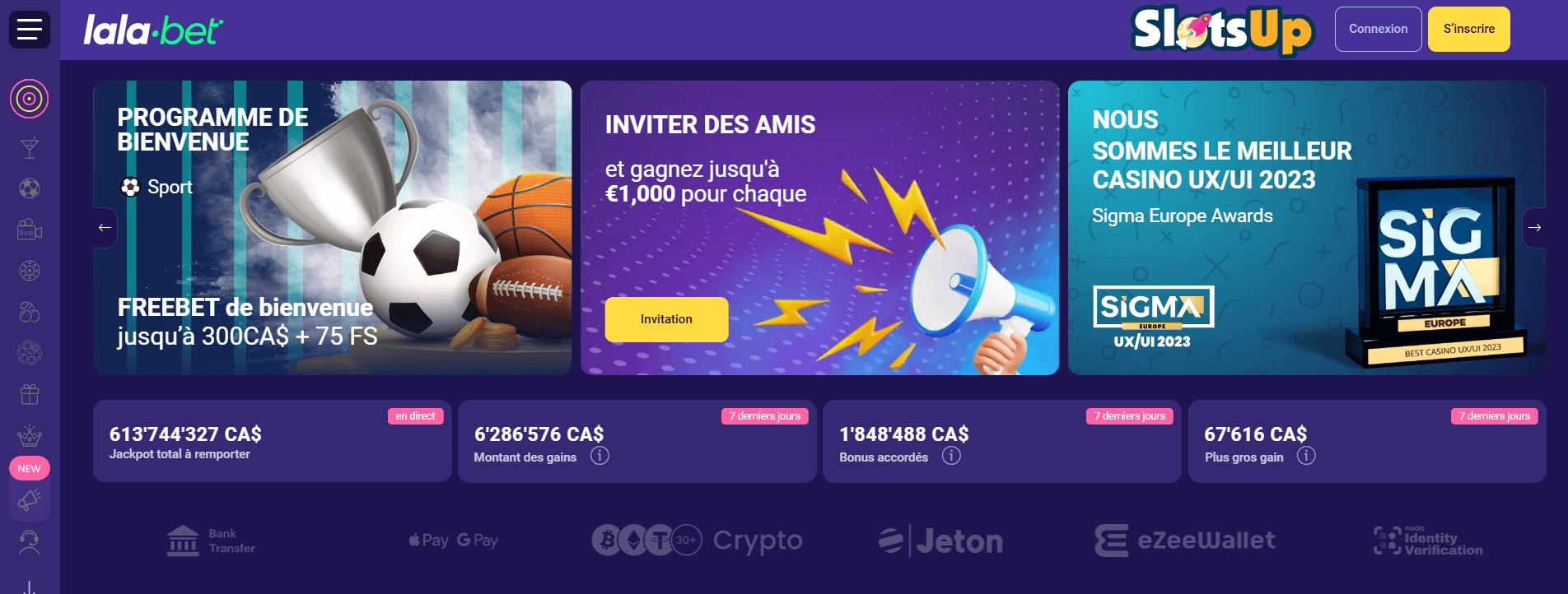 Inscription au casino en ligne LalaBet étape 1