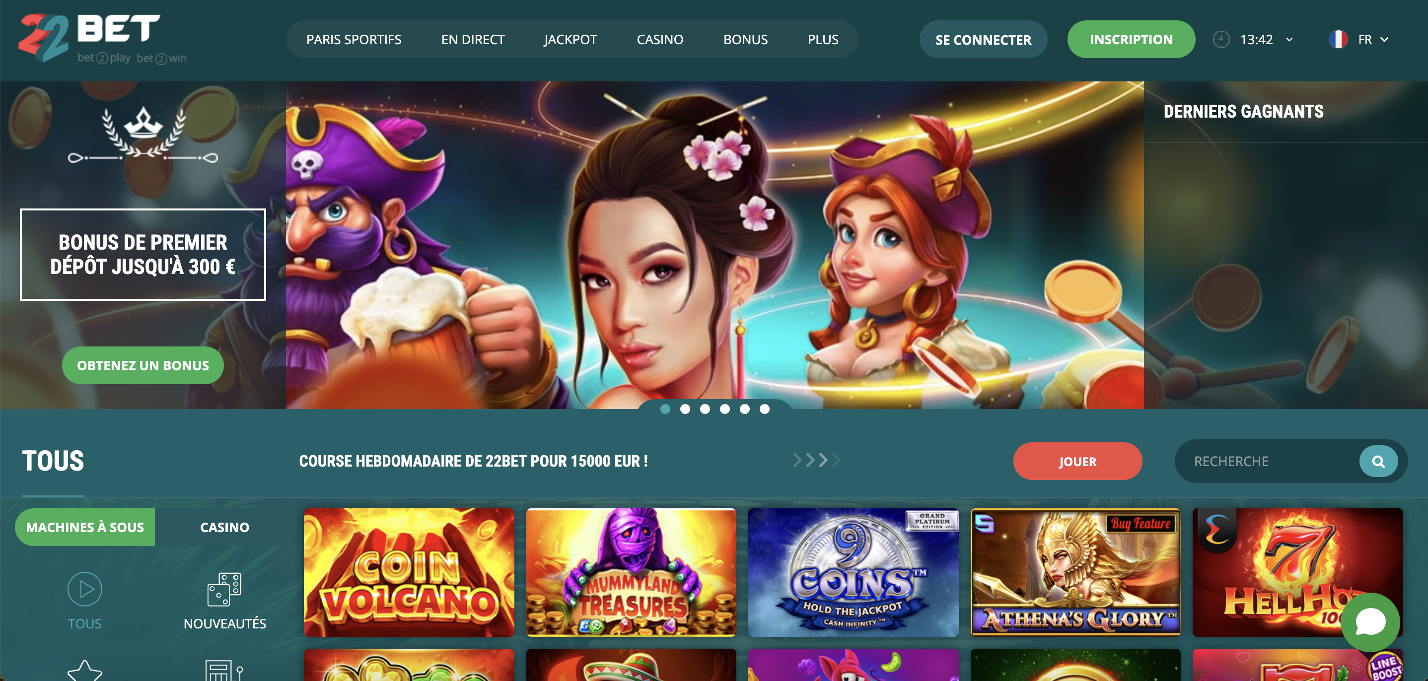 22bet casino jeux