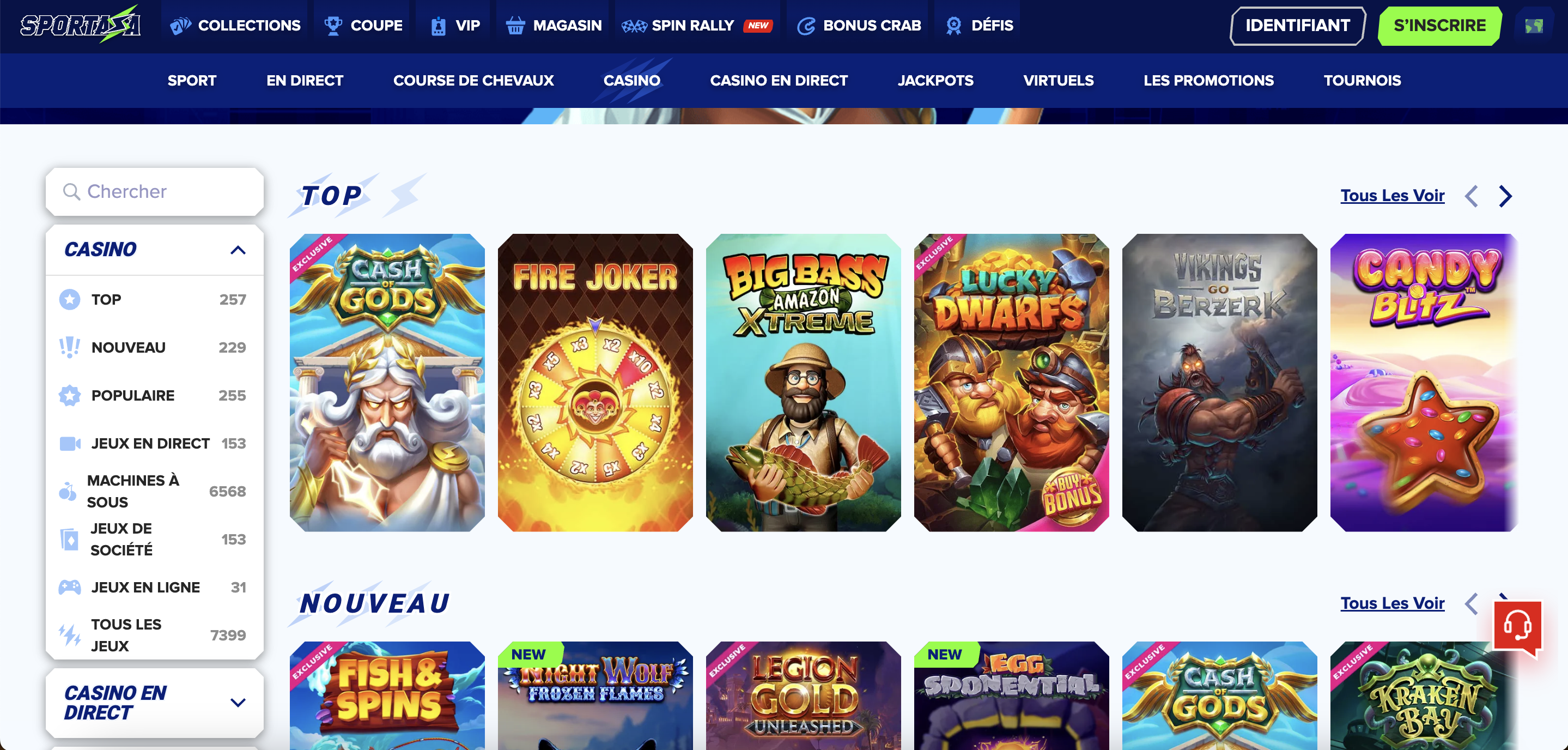 Sportaza casino jeux