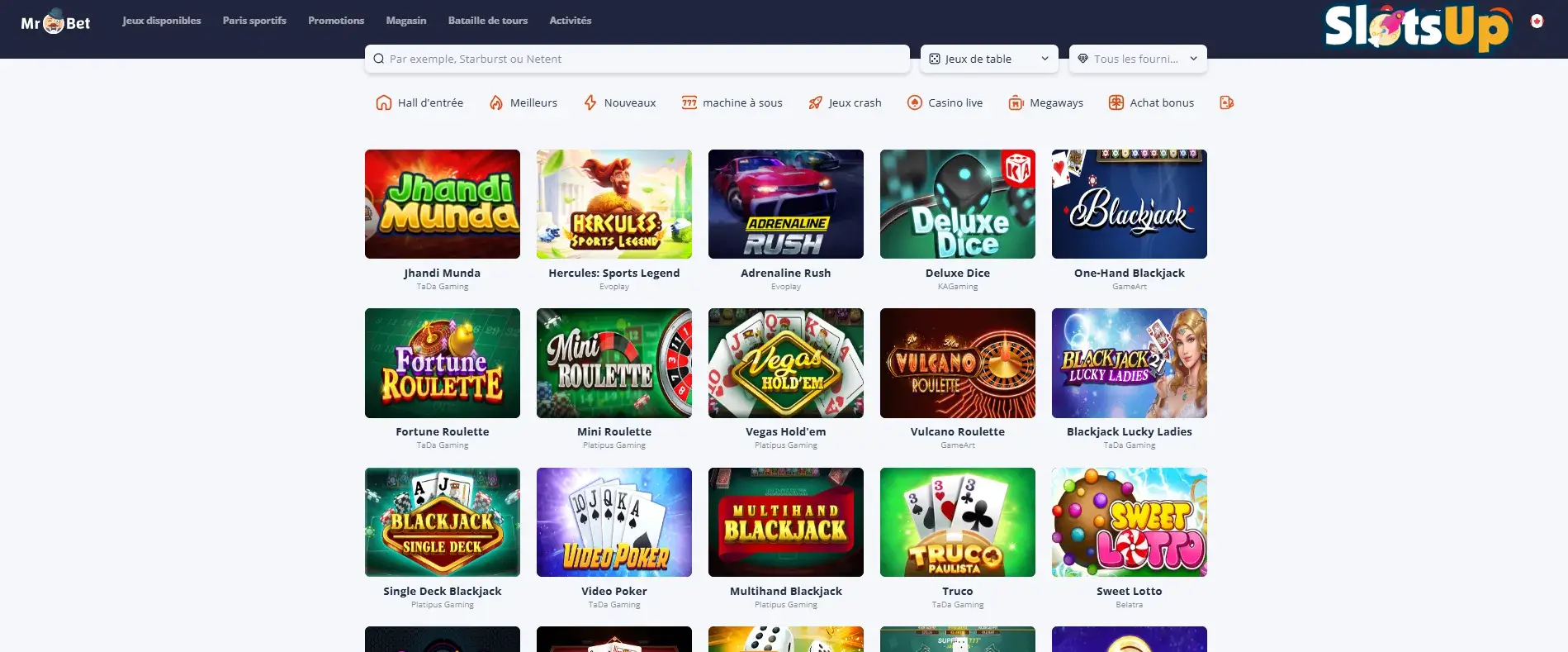 Mr.Bet Casino en ligne Jeux de table