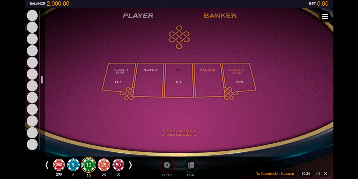 No commission baccarat microgaming 